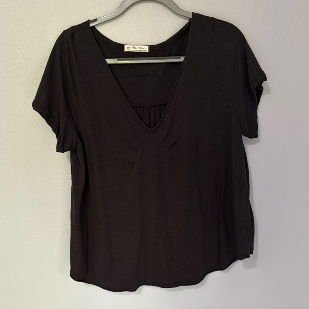 We The Free Black Short Sleeve Blouse